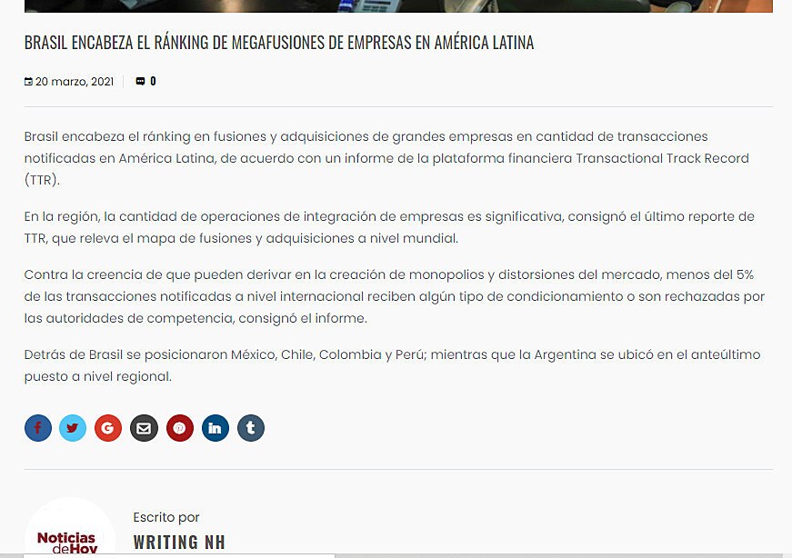 Brasil encabeza el rnking de megafusiones de empresas en Amrica Latina